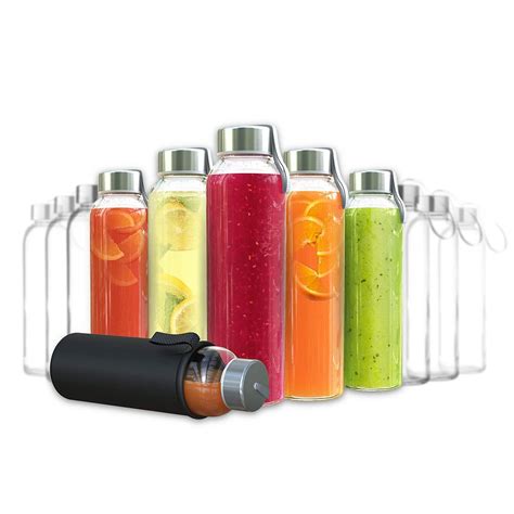 Buy Chef S Star 18 Oz Clear Glass Water Bottles Reusable Glass Juicing Bottles With Protection