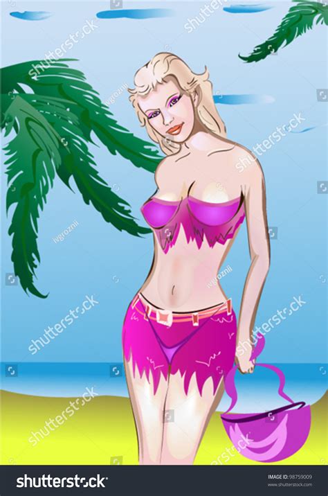 Hot Summer Beautiful Girl Bikini Stock Vector Royalty Free Shutterstock