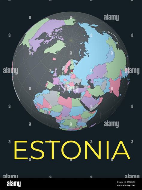 Mapa Mundial Centrado En Estonia Pa S Rojo Resaltado Vista Del Mundo