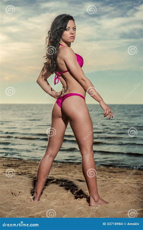 Brunette On The Beach Stock Photo Image Of Beach Athlete