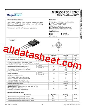 MBQ50T65FESC Datasheet(PDF) - MagnaChip Semiconductor.