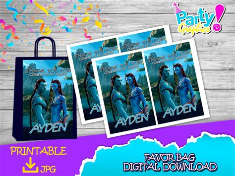 AVATAR Birthday Party Favor Bag Label DIGITAL DOWNLOAD Avatar Printable ...