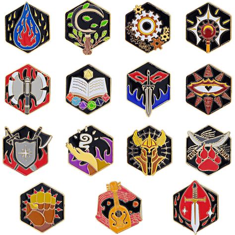 Dnd 5e Character Class Dm Hard Enamel Pins Set Of 15 Pcs Tabletop Rpg