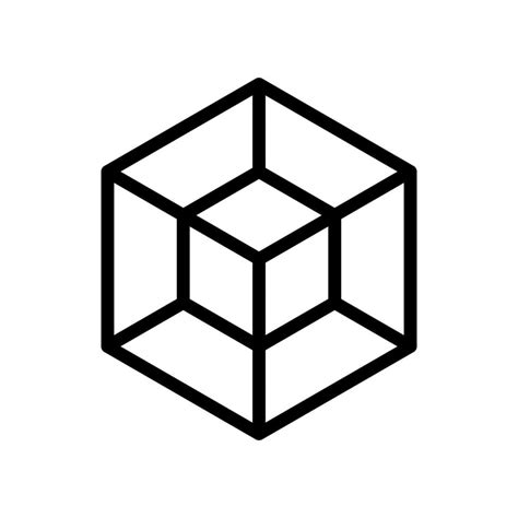 4d Cube Tesseract Four Dimensional Cube Hypercube Icon In Line Style