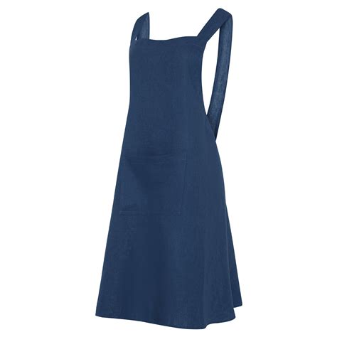 Lightweight Linen Pinafore Apron Navy