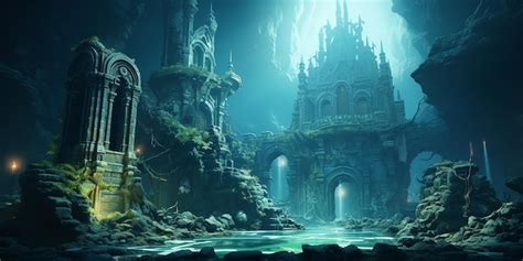 Premium AI Image | Mysteries of Atlantis Ancient Aquatic Ruins on the ...