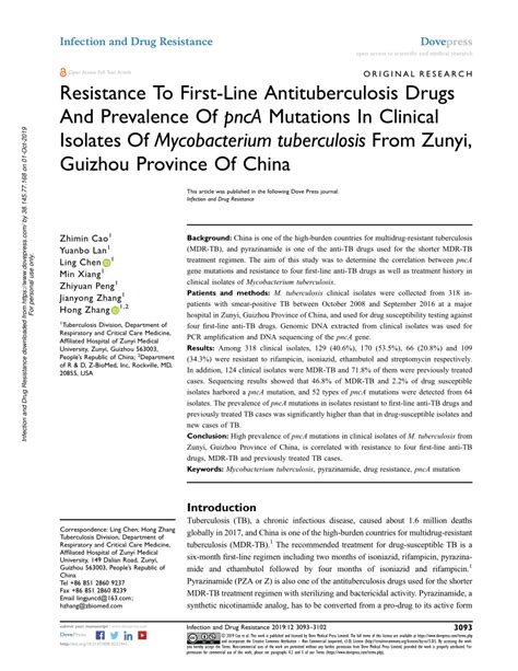 Pdf Resistance To First Line Antituberculosis Drugs And Prevalence Of