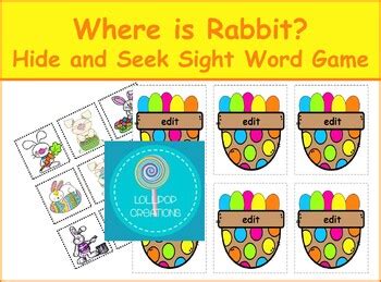 Editable Easter Hide And Seek Sight Word Pocket Chart Games Cards