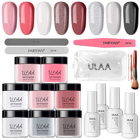 Dip Powder Nail Kit 8 Colors Gentle Nude Pink Neutral Skin Dipping