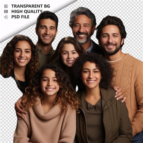 Família latina generosa estilo ultra realista fundo branco PSD Premium