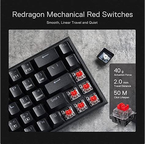 Redragon K Castor Wired Rgb Gaming Keyboard Keys Hot Swappable Hot Swap Socket