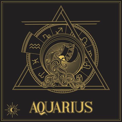 gold aquarius zodiac sign  vector art  vecteezy