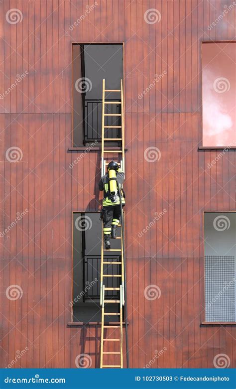 Firefighter Ladder Climb Royalty Free Stock Photo