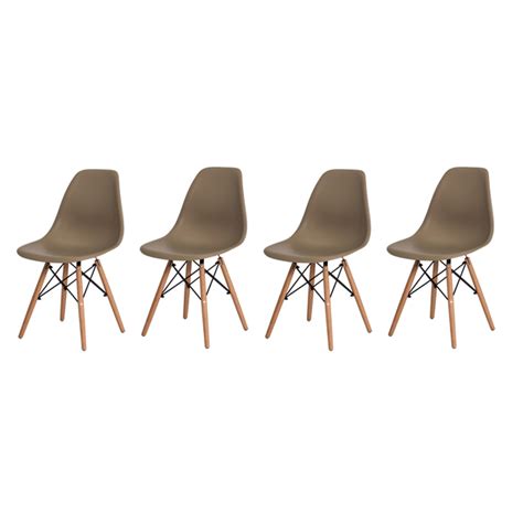 Kit Cadeiras Eiffel Eames DSW Nude Base Madeira Leroy Merlin