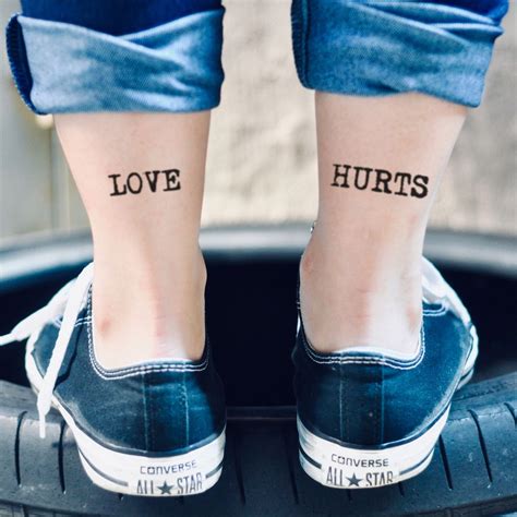 Love Hurts Temporary Tattoo Sticker Set Of 2 Etsy