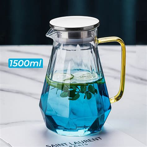 BORREY Teko Kaca Teh Pitcher Tahan Panas Api Borosilicate Glass 1 5L