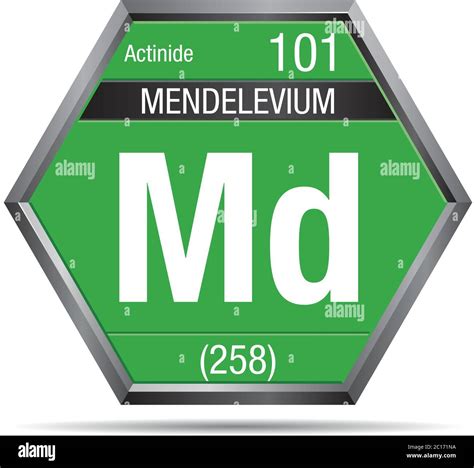 Mendelevium Symbol In The Form Of A Hexagon With A Metallic Frame