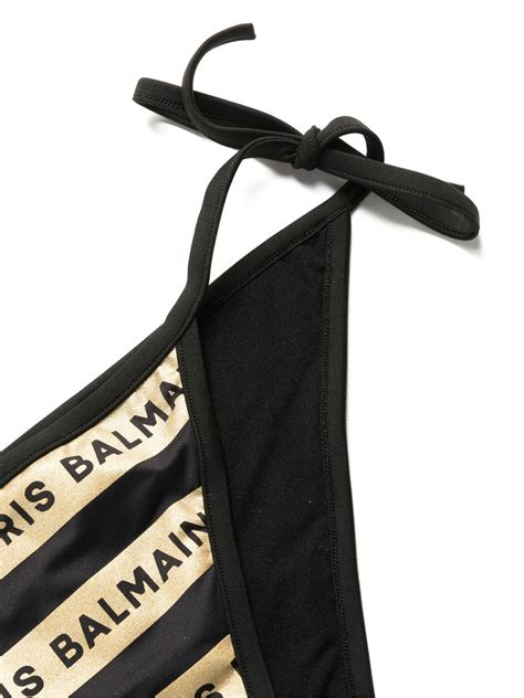 Balmain Logo Stripe Print Bikini Farfetch