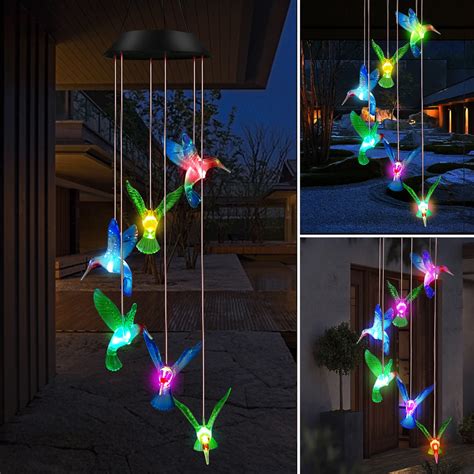 Solar Hummingbird Wind Chime Light Anpro Changing Color Wind Chime