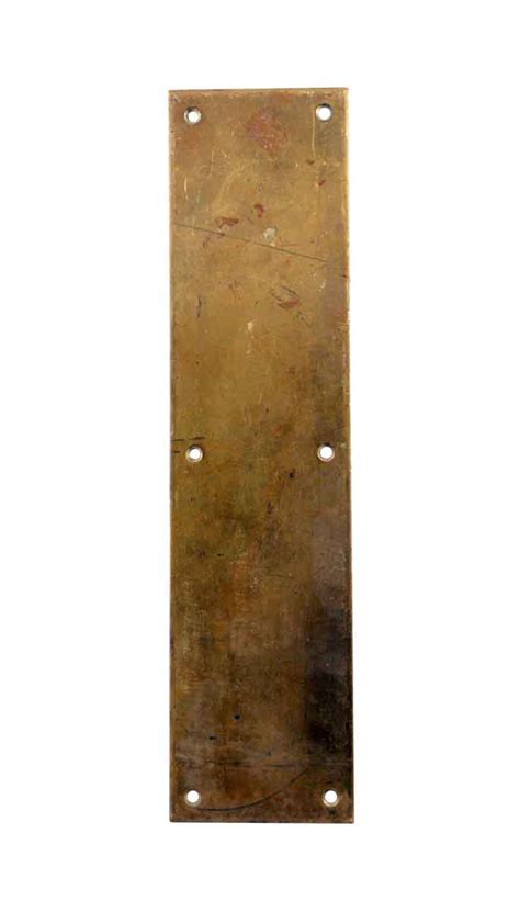 Vintage Plain 14 In Patina Brass Door Push Plate Olde Good Things