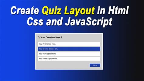 Quiz Layout Design Html Css And Javascript Youtube