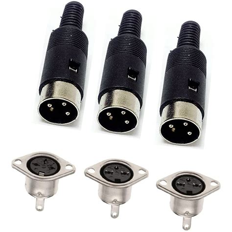 3 Pin Din Male Plug Female Adapter Socket Panel Mount