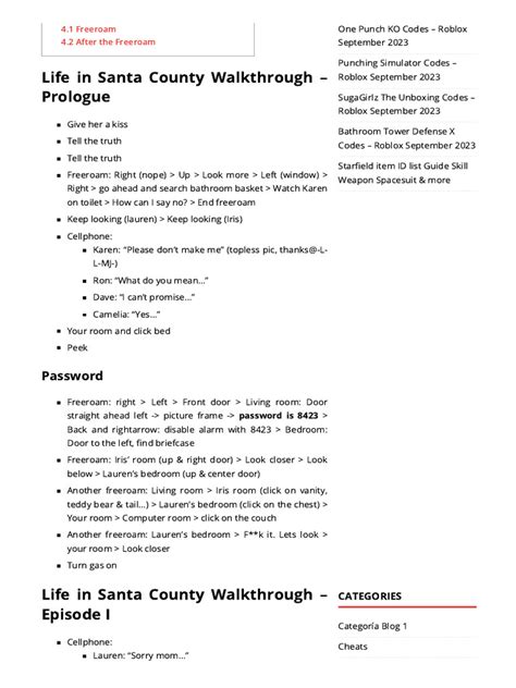 Life In Santa County Guide