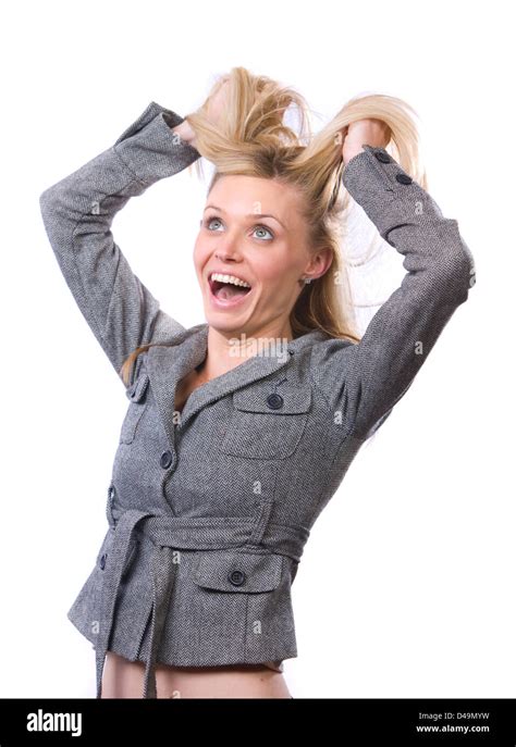 Business Woman Stressed Out Isolated On White Stock Photo Alamy