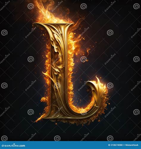 Flaming Letter L In The Form Of A Burning Font Stock Photo