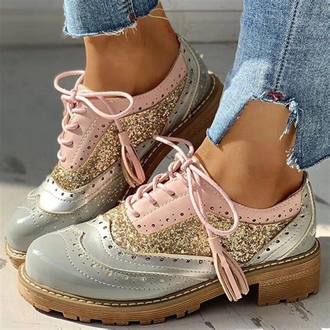 Women S Oxfords Brogue Party Outdoor Daily Color Block Summer Flat Heel