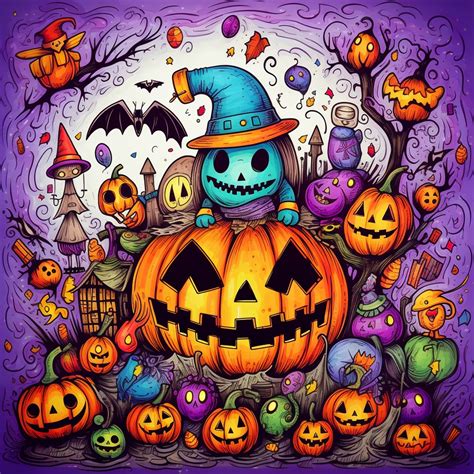 Halloween Colorful Doodle Art Free Stock Photo - Public Domain Pictures