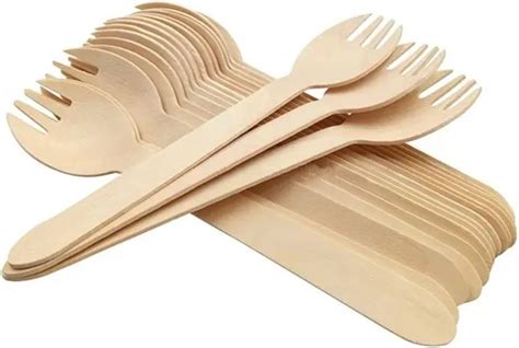 Nationwide Paper Pack Of 100 Wooden Disposable Sporks Plastic Free