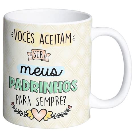 Caneca convite para padrinhos consagração crisma batizado no Shoptime