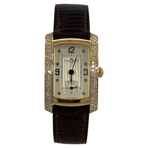 18kt Gold Baume And Mercier Hampton Milleis With Diamonds Wrist Watch