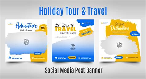 Travel Social Media Post Template For Summer Holiday Tourisim Marketing