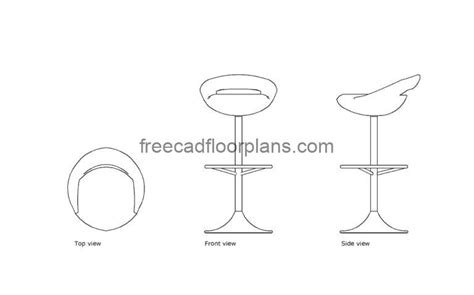 Modern Bar Stool, AutoCAD Block - Free Cad Floor Plans