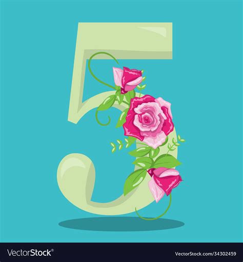 floral green number  royalty  vector image