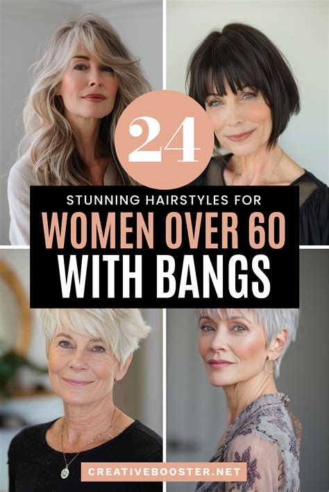 24 Stylish Hairstyles for Women Over 60 with Bangs in 2024