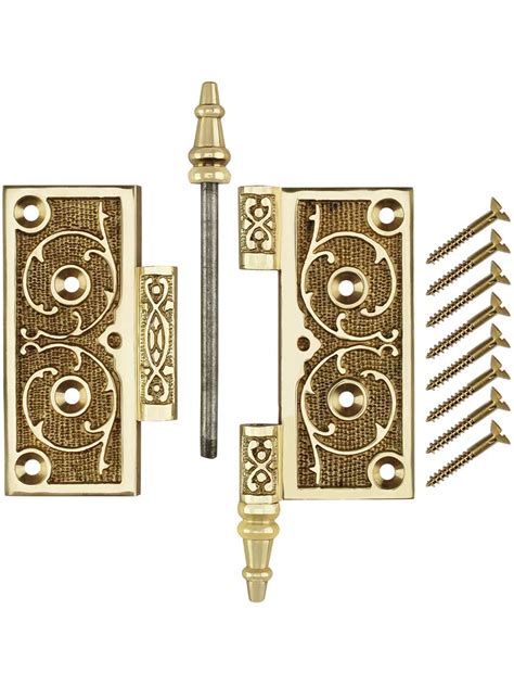 4 Solid Brass Steeple Tip Hinge With Decorative Vine Pattern House Of Antique Hardware