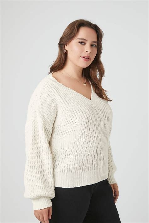 Plus Size Chenille V Neck Sweater Forever21us