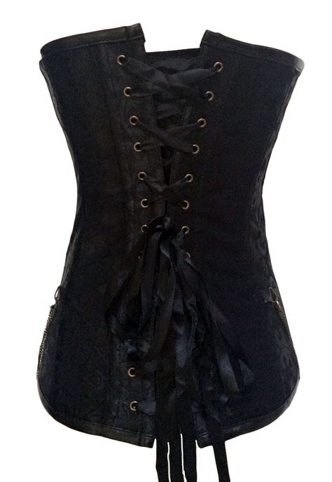 Sexy Zipper Front Lace Up Hardware Decorated Black Polyester Steampunk