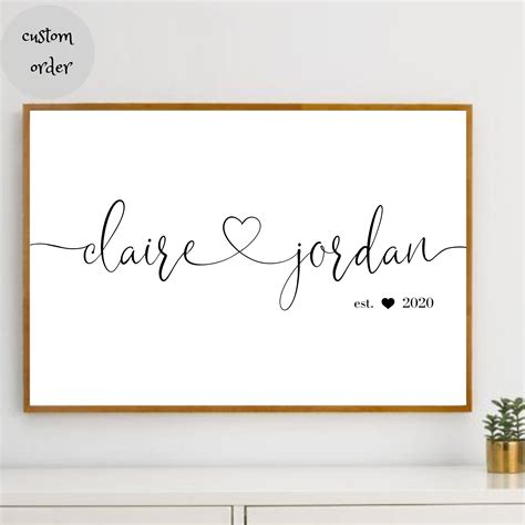 Personalized Couple Name Art, Couple Names Printable Art, Custom Print