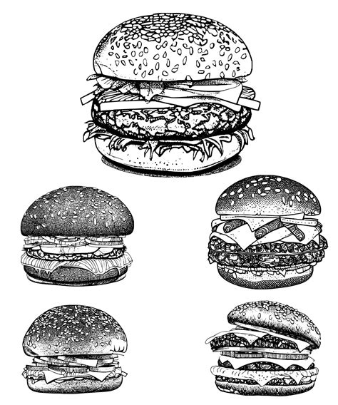 Premium Vector | Line hamburger sketch handrawnd