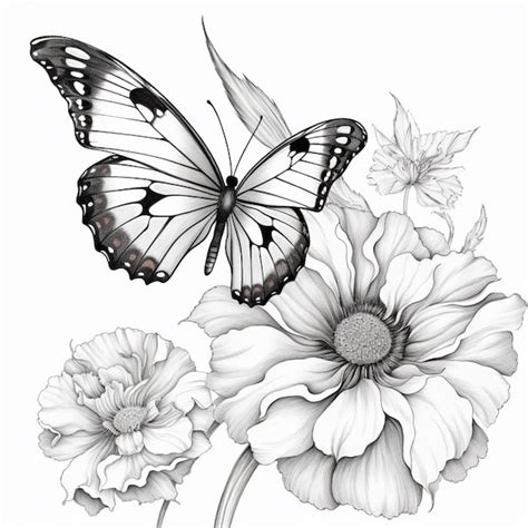 simple butterfly  flower drawing