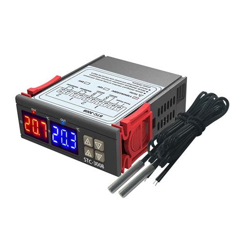 STC-3008 dualní termostat 230V 2xdisplej-relé-senzor - ChipModule.cz