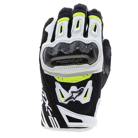 Alpinestars Smx Air Carbon V Leather Gloves Black White Fluo