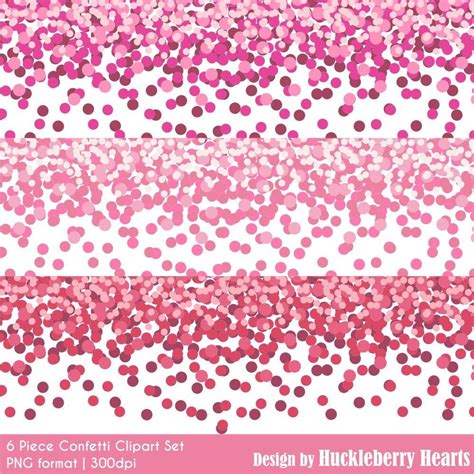 Pink Confetti Clipart Set Digital Confetti Confetti Digital Etsy