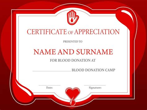 Blood donation charity certificate donor day heart 23841229 Vector Art ...