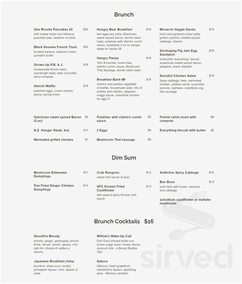 Modern Asian Restaurant menu in Brooklyn, New York, USA