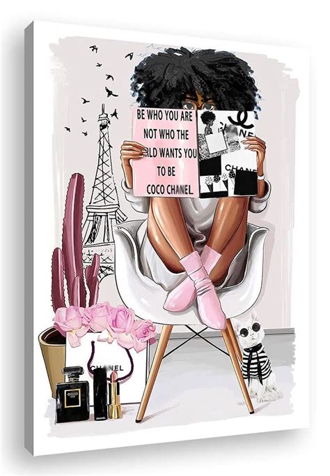 African American Wall Art Fashion Black Woman Queen Painting Home Decor For Bedroom Living Room ...